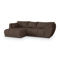 ECKSOFA ORENTI L-S Braun Boucle-Stoff mit Schlaffunktion - Braun, Holz (287/182cm) - MASSENO