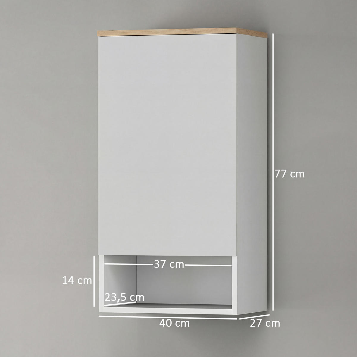 HÄNGESCHRANK Wandschrank Badezimmerschrank mit Türen, verstellbaren Ablagen - Weiß, Holz (27/77/40cm) - HOMCOM