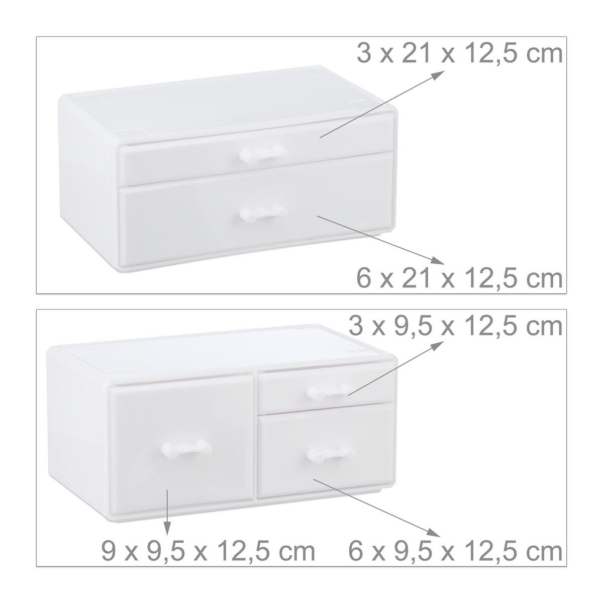 MAKEUP Organizer - Weiß, Kunststoff (23.5/29.5/14cm) - Relaxdays