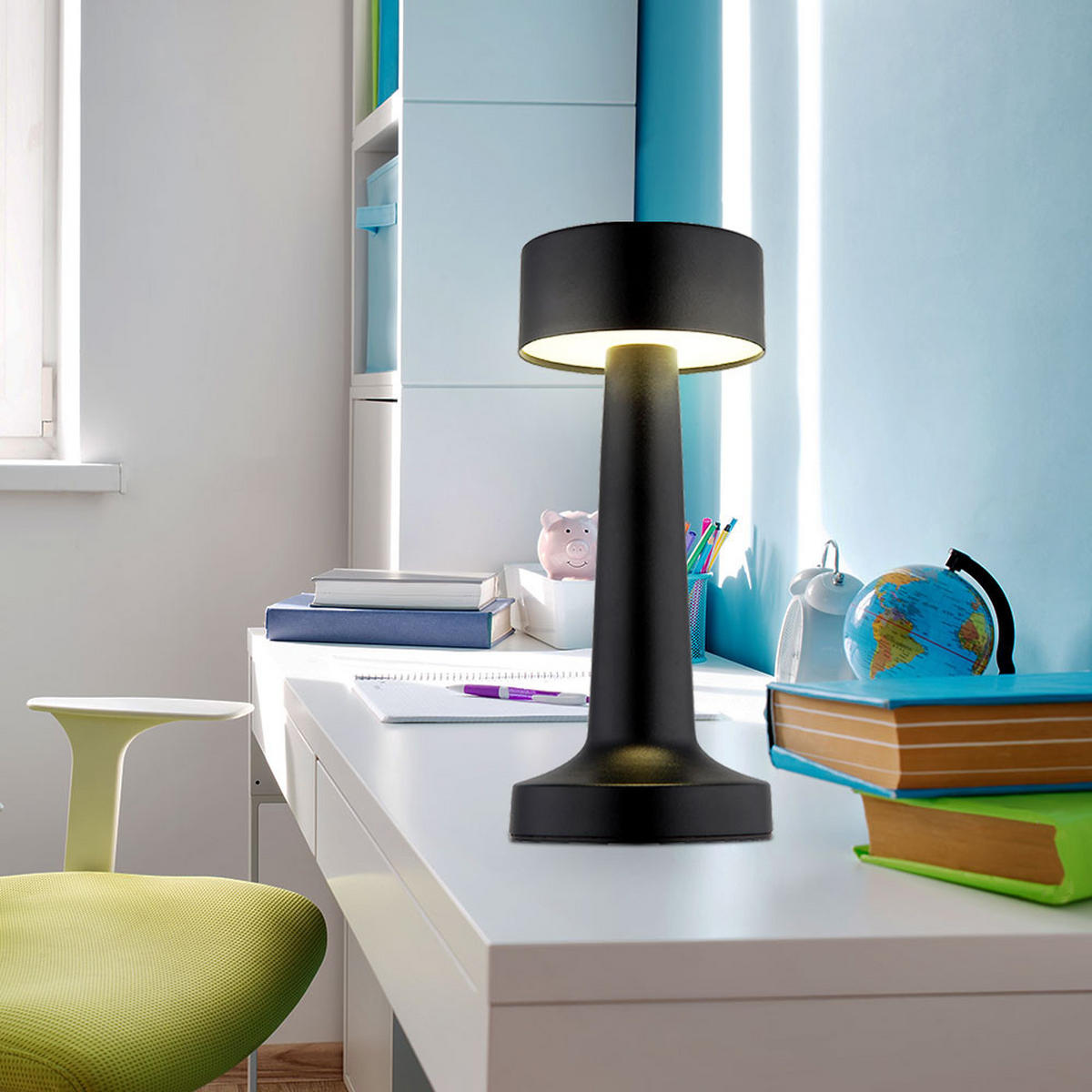 LED TISCHLEUCHTE ANGELIKA Schwarz - Schwarz, Metall (9/9/21cm) - Globo Lighting