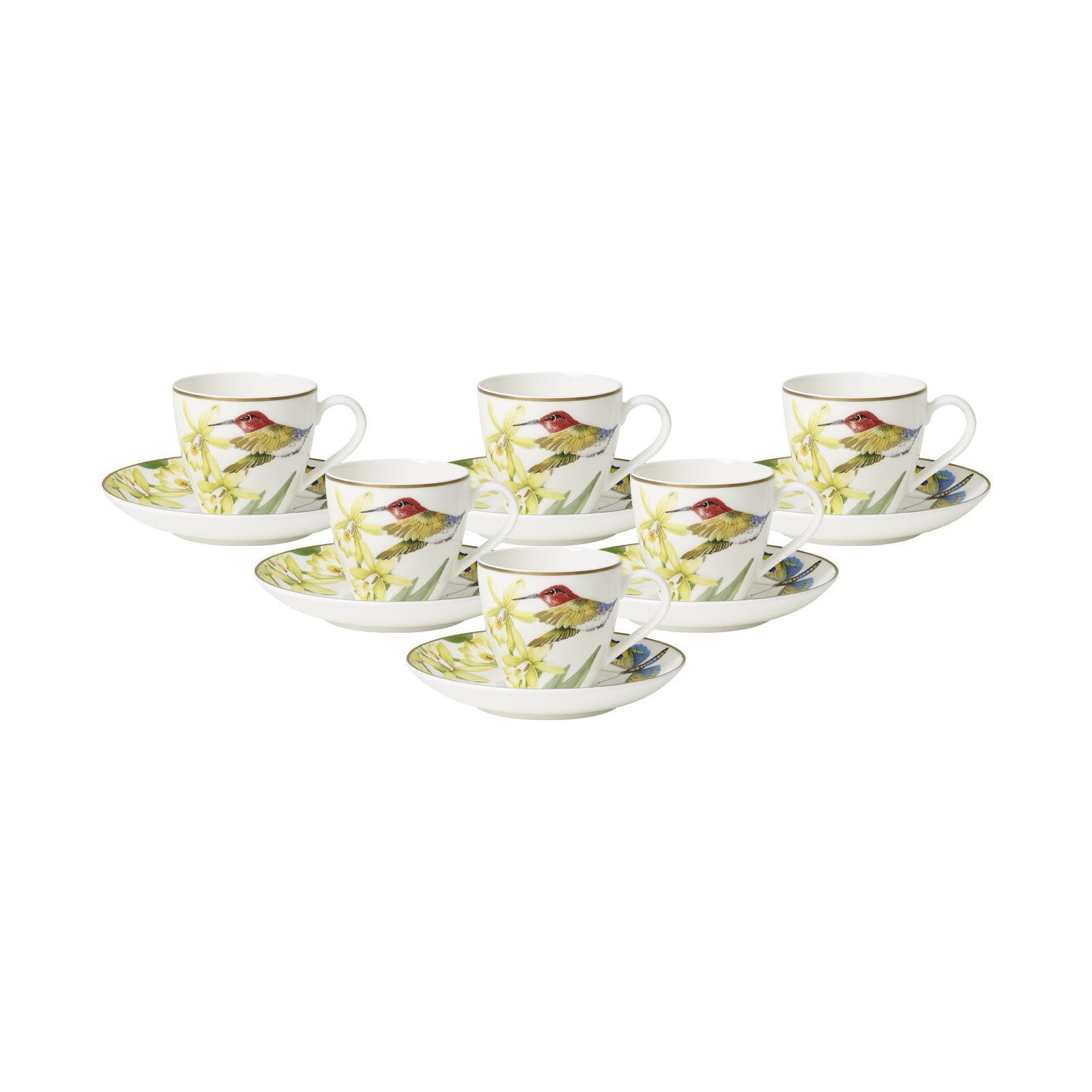 ESPRESSOTASSEN MIT UNTERTASSEN Amazonia Anmut bunt 100 ml 6er Set - Multicolor, Keramik (12/8.2/12cm) - Villeroy & Boch
