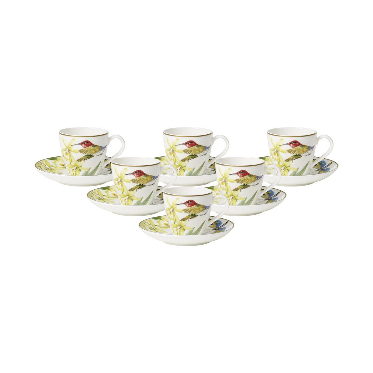 ESPRESSOTASSEN MIT UNTERTASSEN Amazonia Anmut bunt 100 ml 6er Set - Multicolor, Keramik (12/8.2/12cm) - Villeroy & Boch