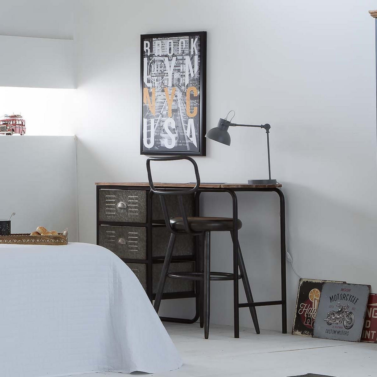 BARHOCKER aus Metall und Holz, braun, 42x54x92cm - Multicolor, Metall (42/92/54cm) - Wanderlust