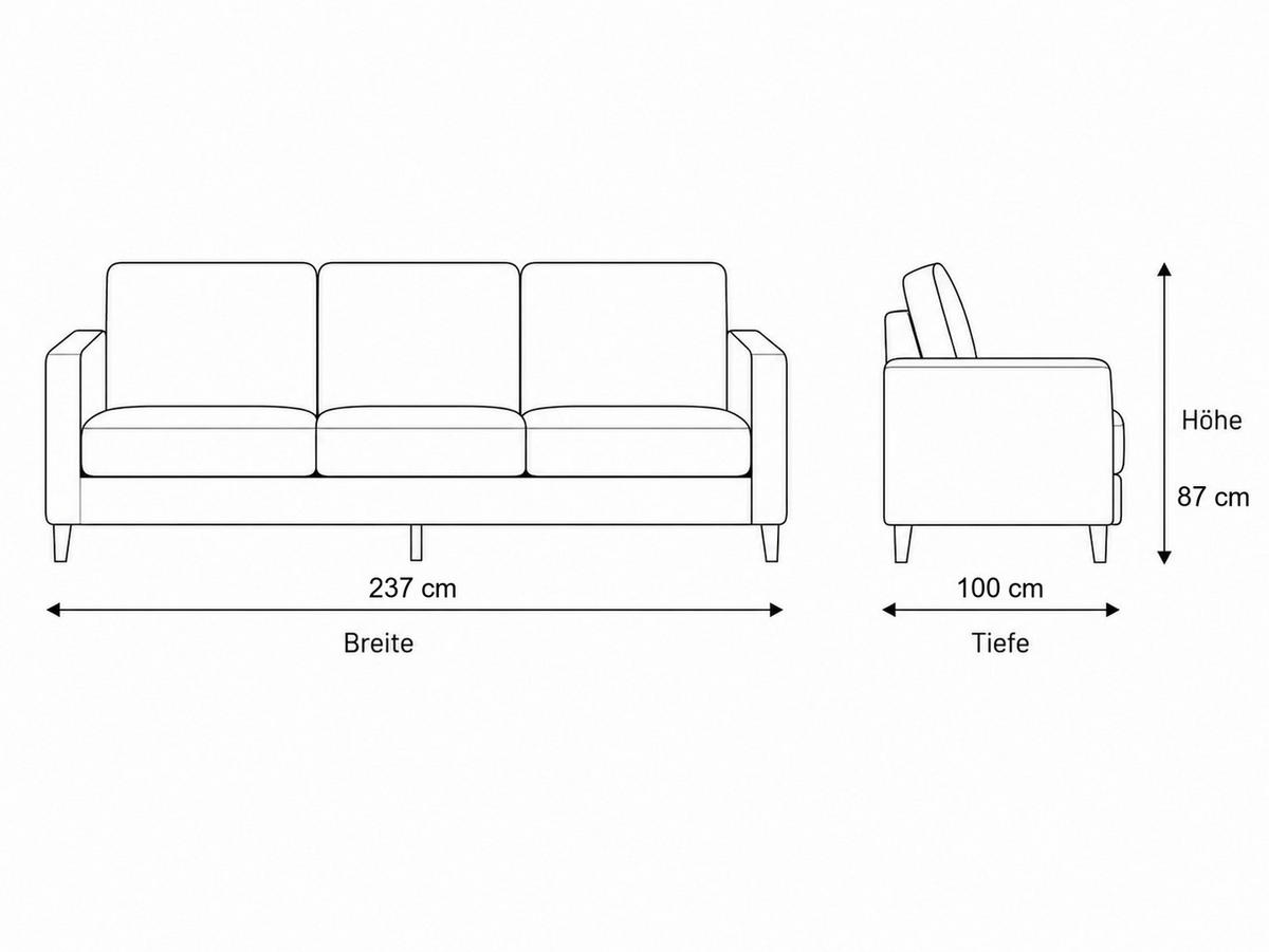 SITZGARNITUR Salta, Anthrazit Stellvariante 3+3+1 - Anthrazit, Holzwerkstoff/Kunststoff (220/87/90cm)