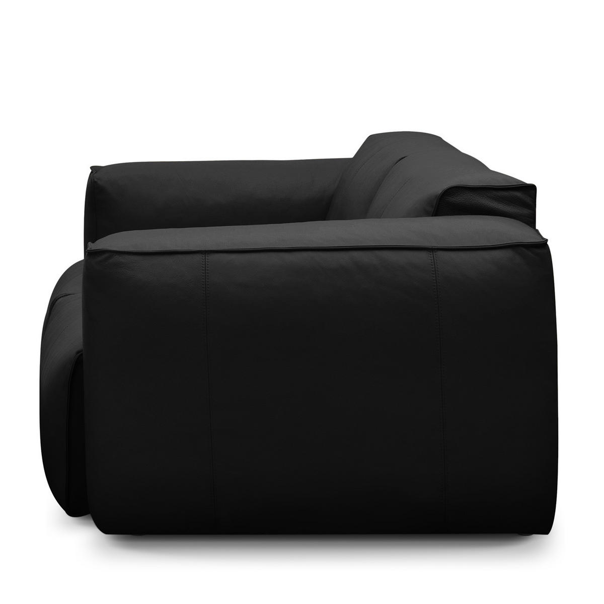 3-SITZER SOFA - Schwarz, Leder/Kunststoff (251/71/102cm) - home24