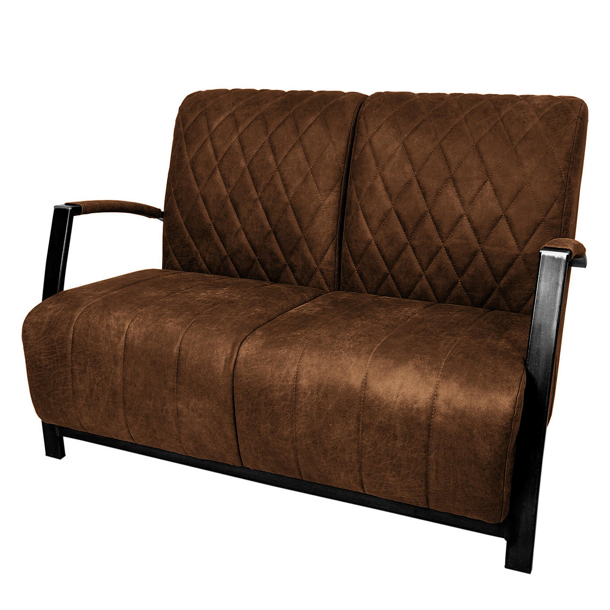 POLSTERGARNITUR (3-2-1) - Antiklederlook - Braun, Textil (1/1/1cm) - home24