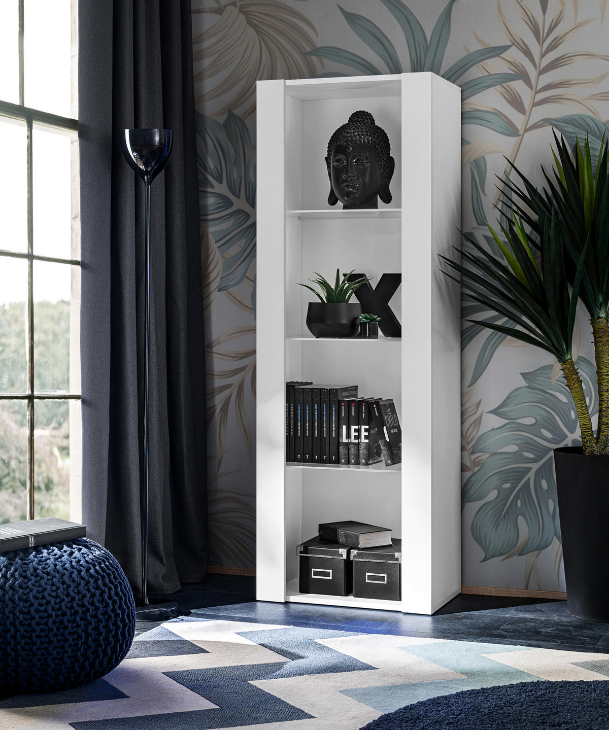 VITRINE TIVOLI, Weiß + Weiß - Weiß, Glas/Holzwerkstoff (55/159/35cm) - Komodee