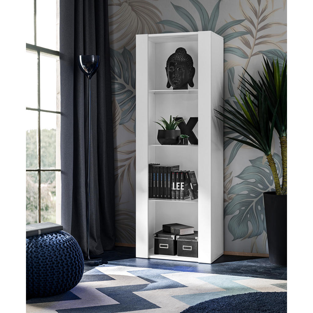 Thumbnail - Komodee Vitrine, Weiß, Weiß, Glas, Uni, 3 Fächer, Rechteckig, 55x159x35 cm, Wohnzimmer, Wohnwände, Vitrinenschränke