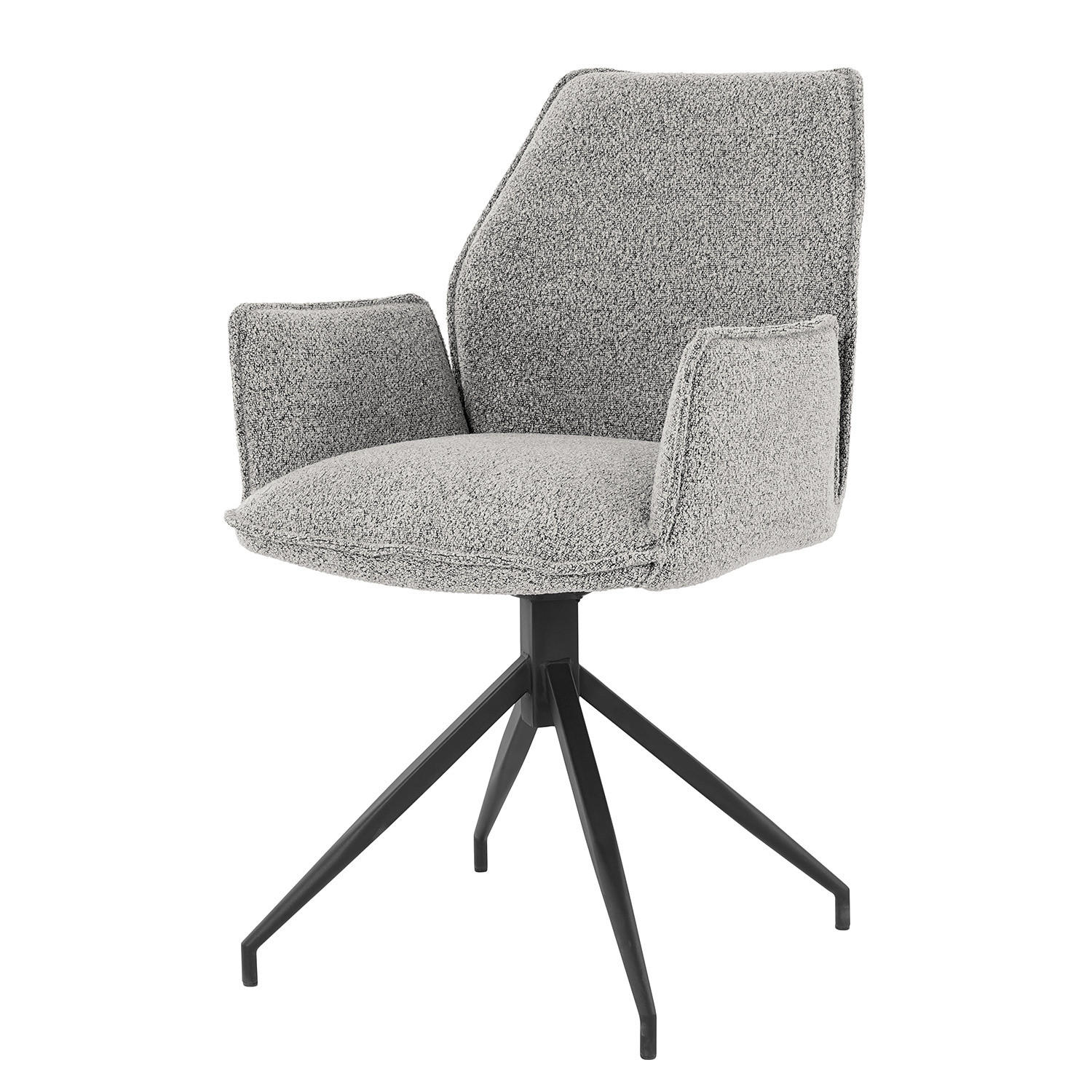 DREHBARER ARMLEHNENSTUHL - Metall / Textil - Schwarz/Grau, Kunststoff/Textil (58/90/60cm) - home24
