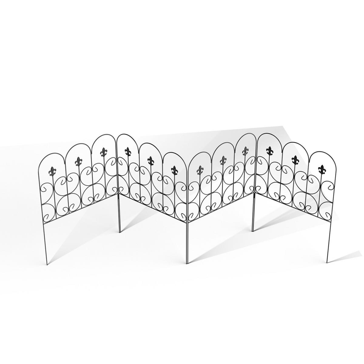 GARTENZAUN Lattenzaun 5Stück aus Metall in Schwarz Abnehmbares Design Robuste Metallkonstruktion je Paneel: 61 cm B × 81.5 cm H - Schwarz, Metall (61cm) - Livingandhome