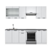 KÜCHENZEILE Fame-Line Weiß Landhaus/Weiß 240 cm, AP Anthrazit - Creme/Weiß, Holzwerkstoff (240/81.6/60cm) - Vicco