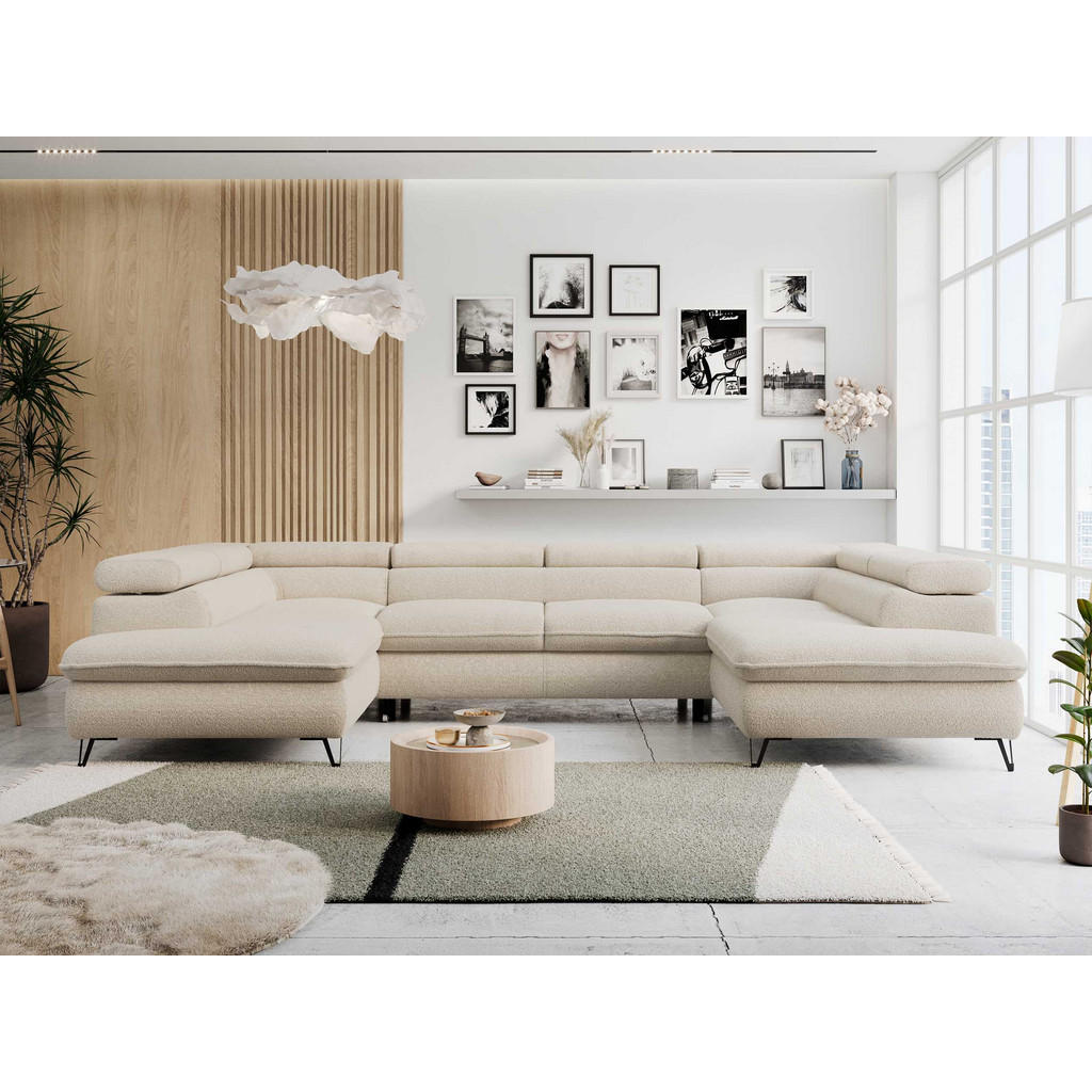 Thumbnail - MKS Wohnlandschaft, Beige, Textil, 6-Sitzer, U-Form, 346x76x208 cm, Wohnzimmer, Sofas & Couches, Wohnlandschaften, Wohnl...