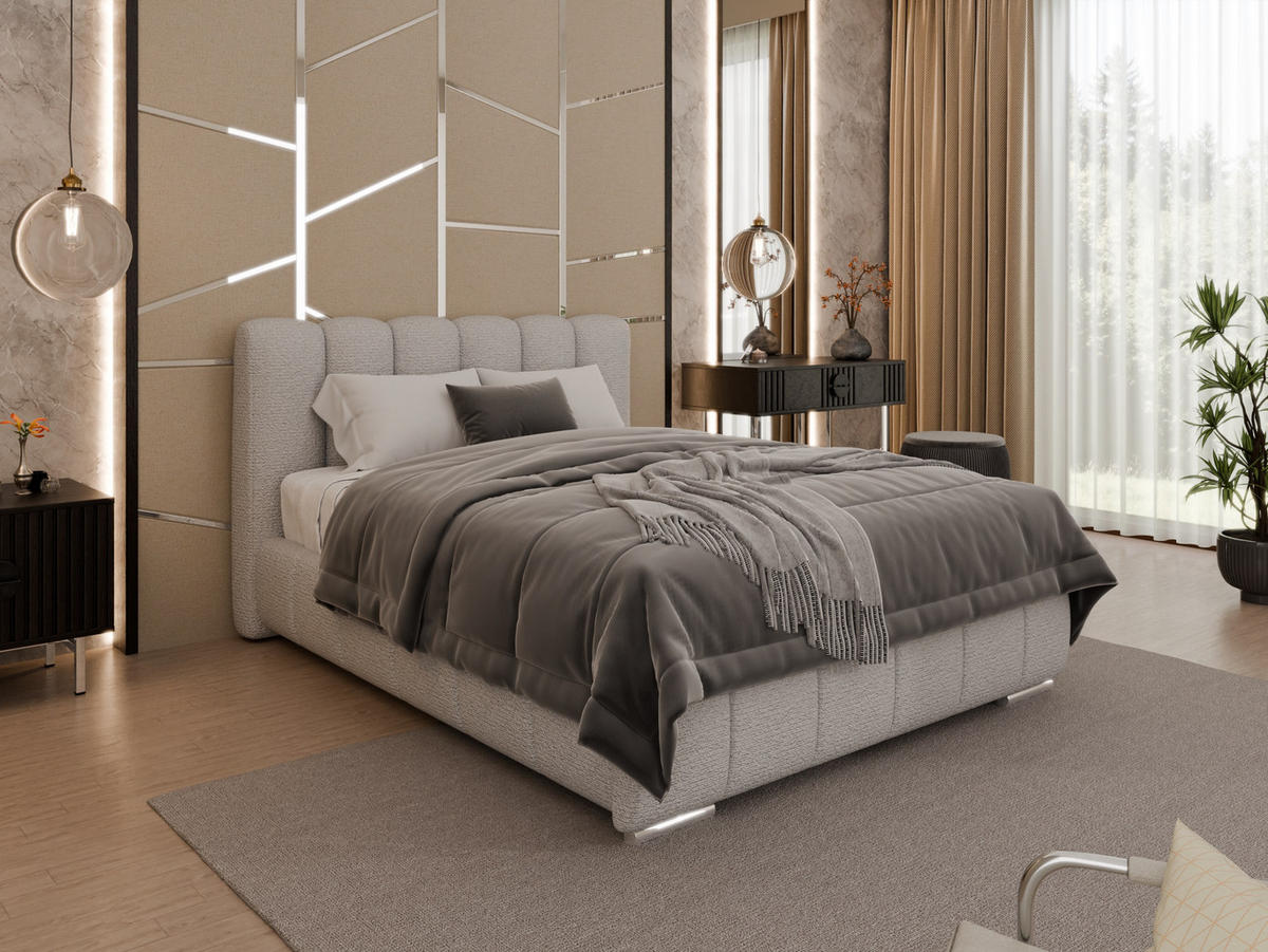 POLSTERBETT Zaira 140x200cm – Elegantes Polsterbett für modernen Wohnstil , ohne matratze, Sandfarben - Sandfarben, Holz (140/200cm) - Panda Möbel