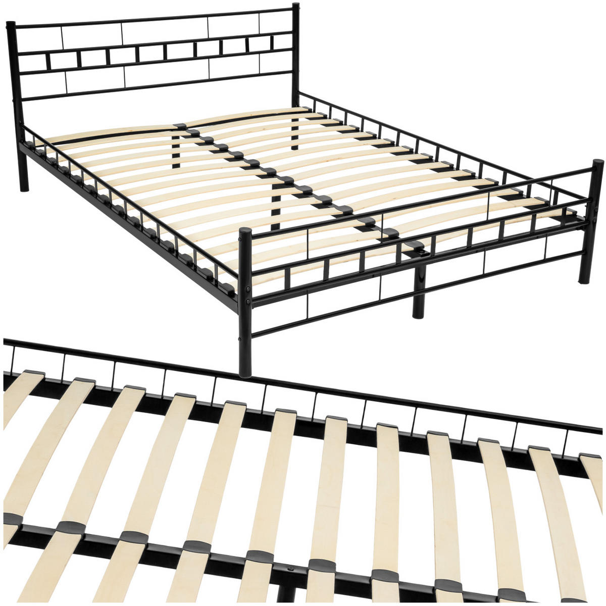 METALLBETT Malta,140 x 200 cm,schwarz - Schwarz, Metall - tectake