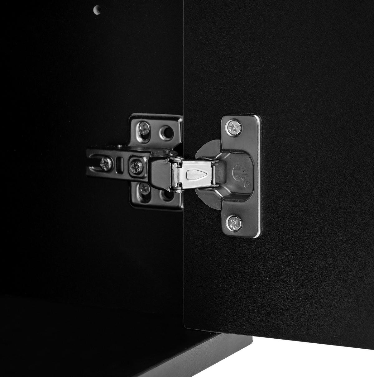 KOMMODE aus MDF 140x38x82cm in Schwarz mit 4 Türen & 4 Schubladen - Schwarz, Holzwerkstoff (140/82/38cm) - Modfu