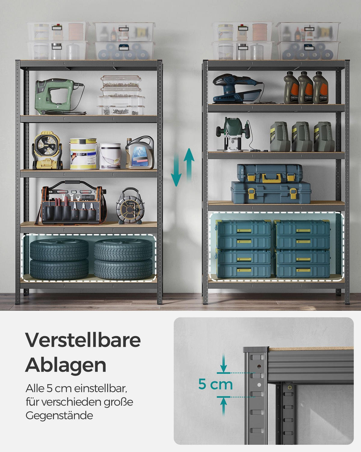 SCHWERLASTREGAL PORTO-NOVO - Grau, Holzwerkstoff (120/200/60cm) - Hansiro