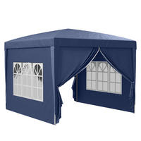 PAVILLON mit 4 Seitenwänden, Oxfordstoff, Stahl, Blau - Blau, Metall (2.95/2.58/2.95cm) - Outsunny