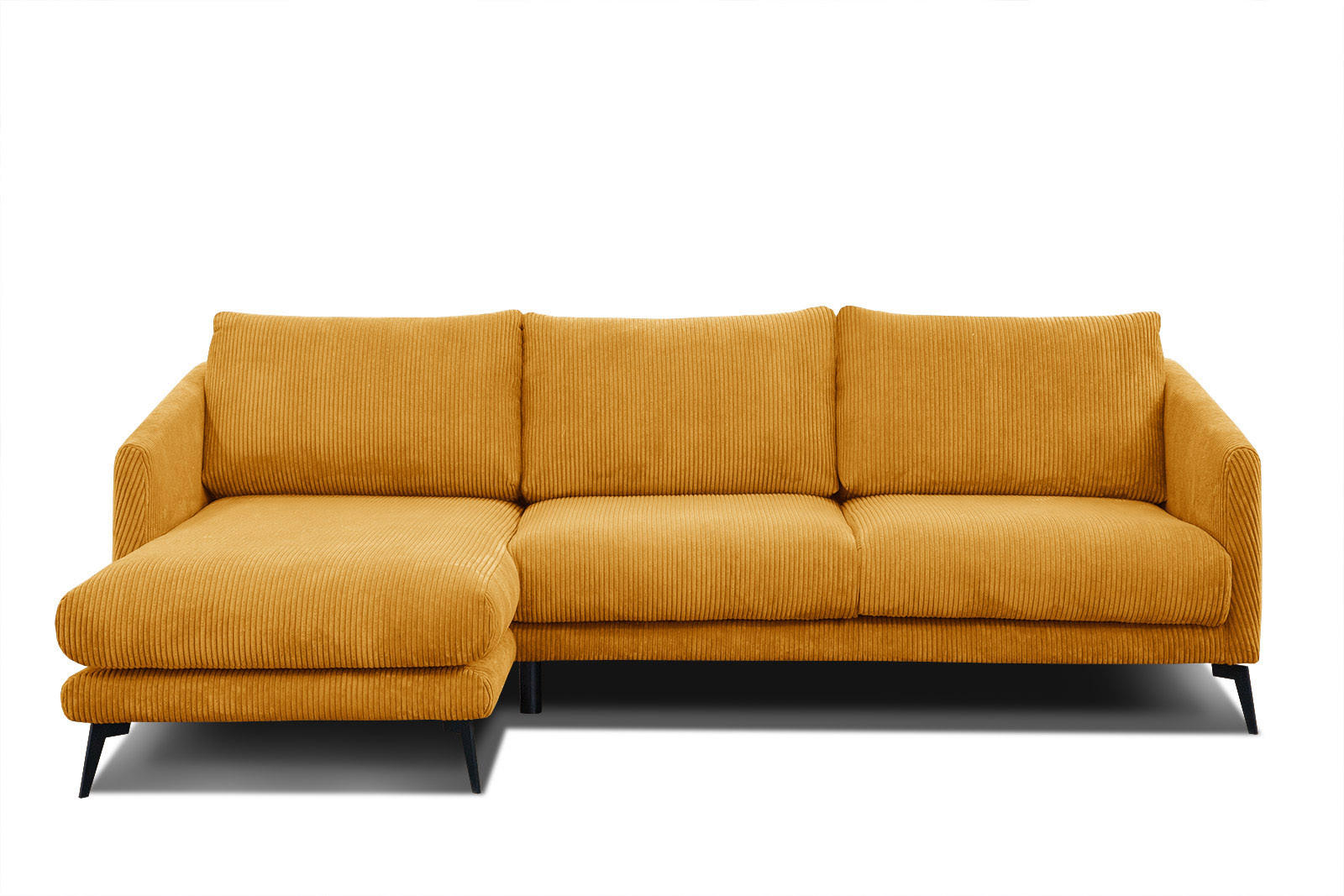 ECKSOFA VILT 4-Sitzer, honig - Schwarz/Honig, Holzwerkstoff/Textil (156/255cm) - Courtois Laville