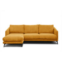 ECKSOFA VILT 4-Sitzer, honig - Schwarz/Honig, Holzwerkstoff/Textil (156/255cm) - Courtois Laville