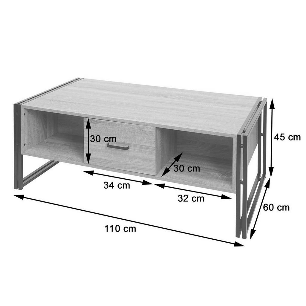 Thumbnail - MCW Couchtisch, Wildeiche, Holzwerkstoff, 110x45x60 cm, Wohnzimmer, Wohnzimmertische, Couchtische