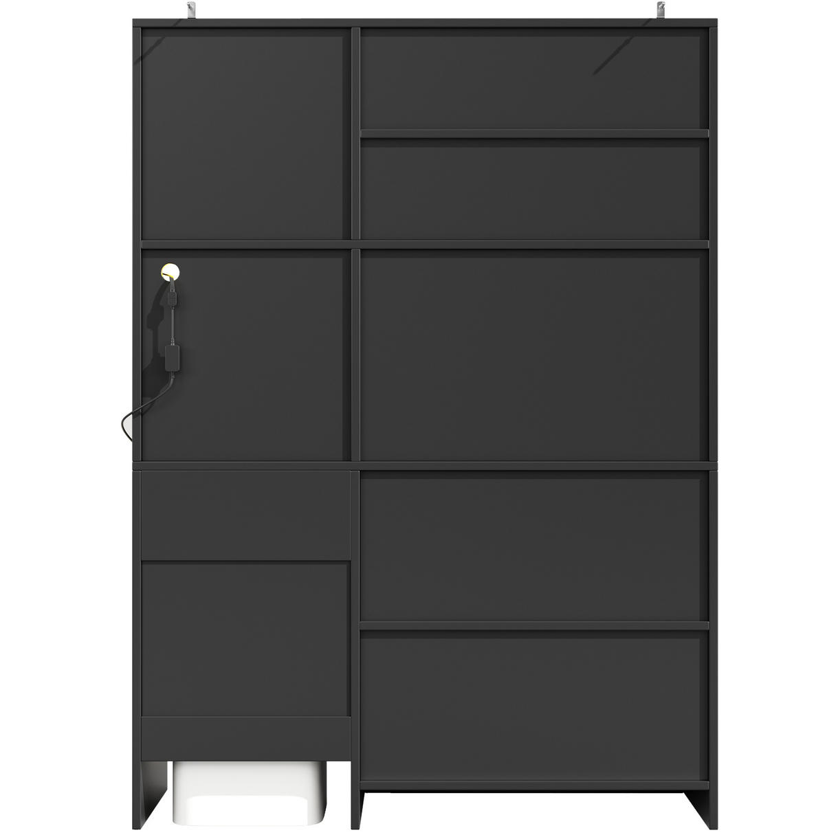 BUFFETSCHRANK 130/45/180 cm mit LED-Beleuchtung, Glastüren und viel Stauraum, MDF, Schwarz - Schwarz, Holzwerkstoff (130/180/45cm) - Redom