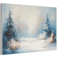 AKUSTIKBILD Wald - Winter - Natur - Abstrakt - Schnee Akustikpaneele 90x60 cm - Weiß, Kunststoff (90/60/0.9cm) - MuchoWow