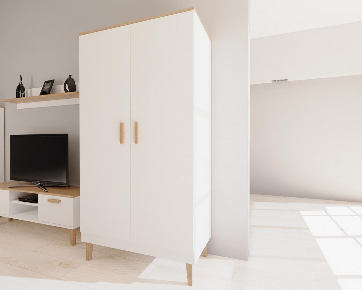 DREHTÜRENSCHRANK Denver - Weiß, Holzwerkstoff (100/184/55cm) - RAUMHIRSCH FURNITURE