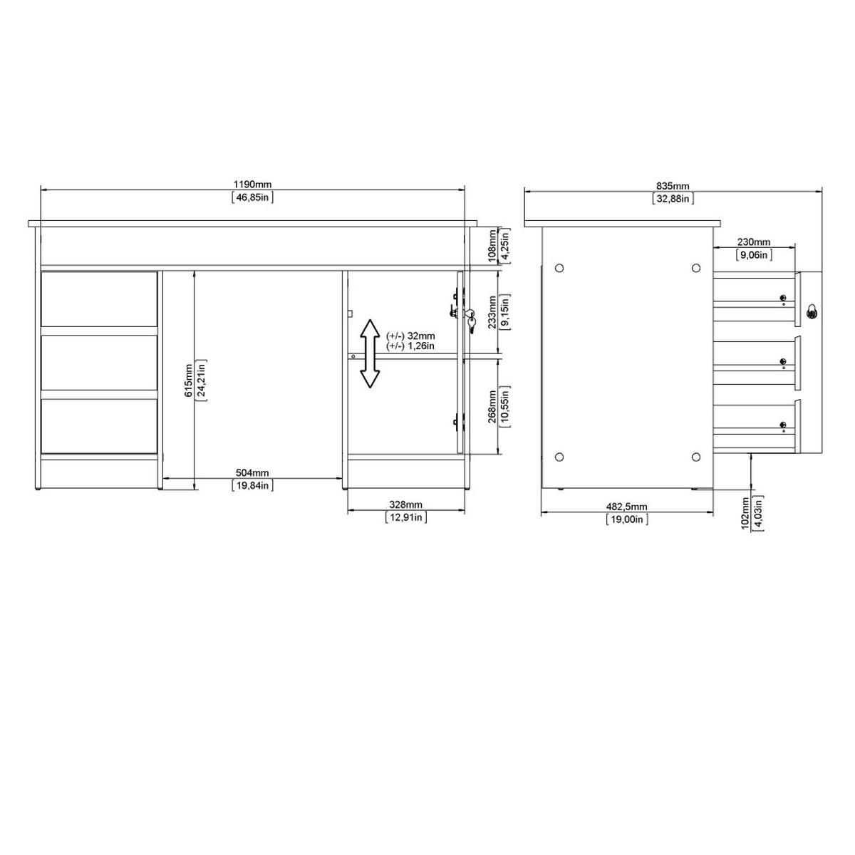 SCHREIBTISCH, FunctionPlus, Eiche, Holzwerkstoff, 126 x 55 x 76 cm - Eichefarben, Holzwerkstoff (55/126/76cm) - ebuy24