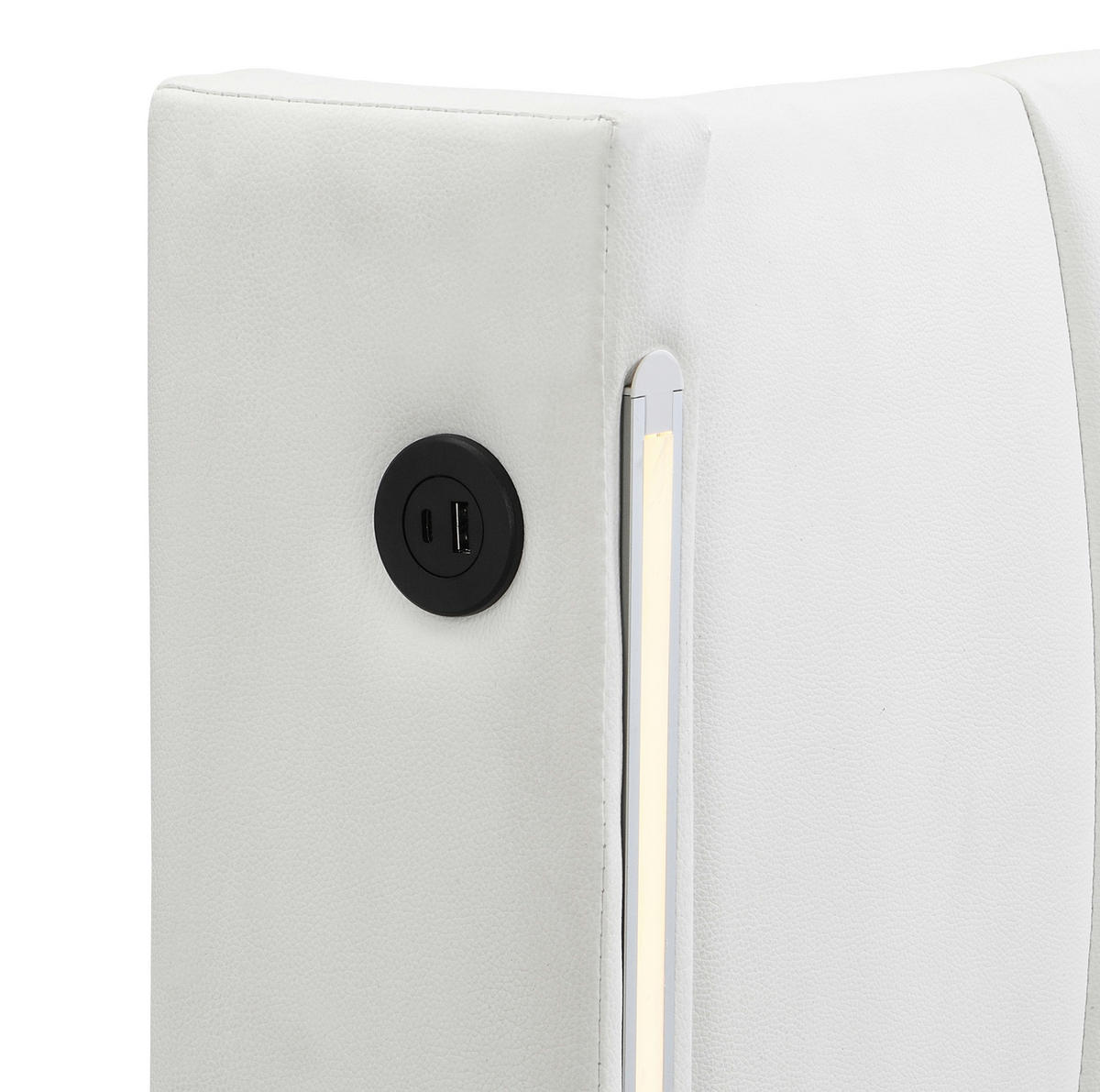 POLSTERBETT 160/200 cm Weiß aus PU mit LED-Beleuchtung und Stauraum - Weiß, Kunststoff (160/200cm) - OKMYHOME