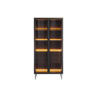VITRINENSCHRANK - 91.5 x 39.3 - holz - schwarz, naturfarben dunkel Fogleri - Schwarz/Naturfarben, Holz (91.5/194.6/39.3cm) - Vente-Unique