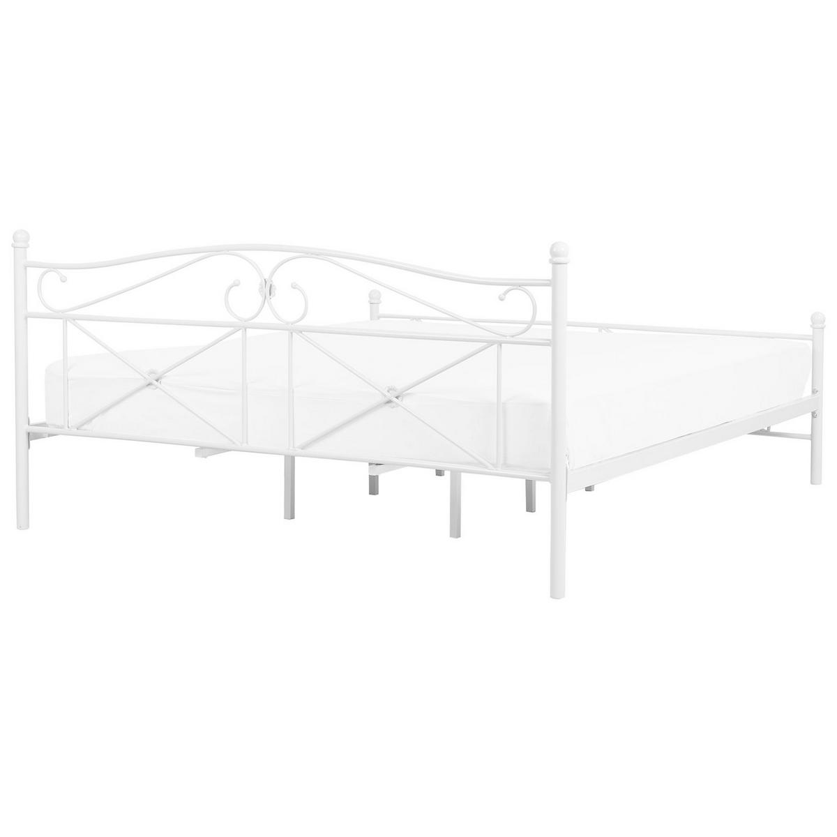 BETT mit Lattenrost 180x200 cm Weiß Rodez - Weiß, Metall (180/200cm) - Beliani