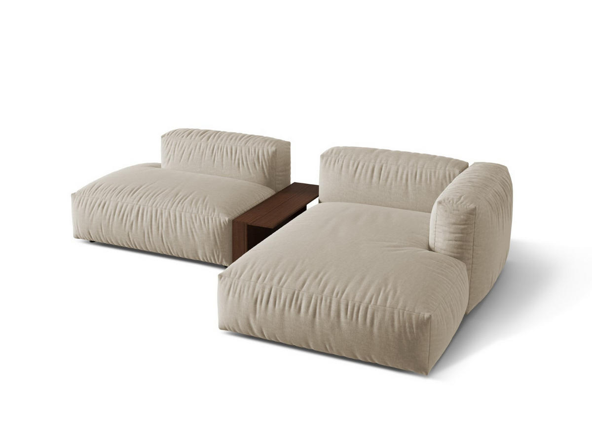 ECKSOFA modular rechts Martina aus strukturiertem Stoff leichtes beige 2 Sitzplätze - Creme, Textil (176/285cm) - Micadoni