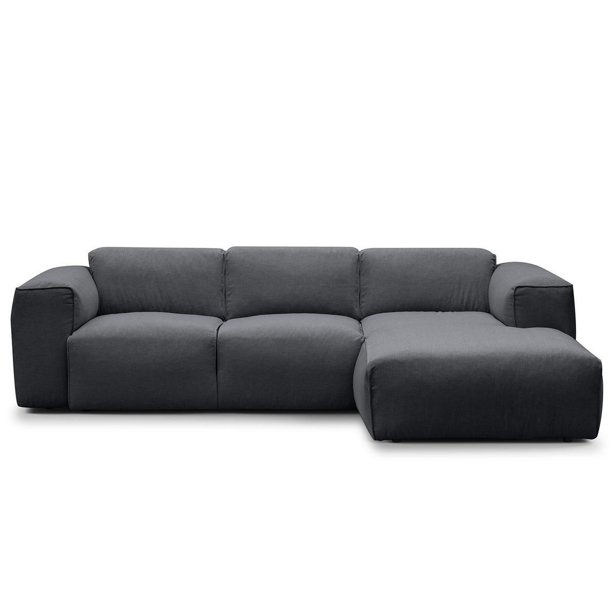 3-SITZER ECKSOFA mit Longchair - Schwarz/Grau, Kunststoff/Textil (251/173cm) - home24