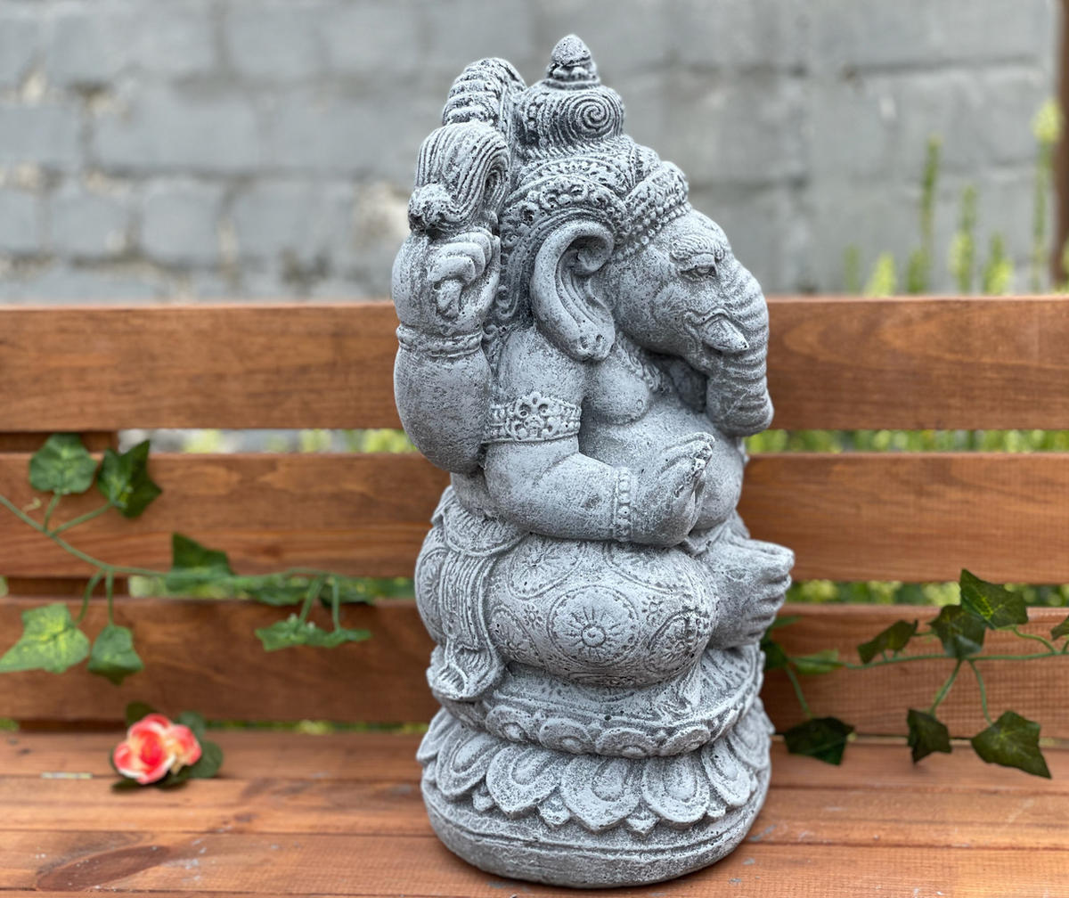 STEINFIGUR Ganesha frostfest Steinguss massiv - Grau, Stein (19/35/16cm) - stoneandstyle
