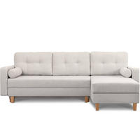 ECKSCHLAFSOFA ERISO 3/4 Sitzer und Universalecke mit Ottoman, Bouclé-Stoff, weiß - Braun/Weiß, Textil (240/183cm) - KONSIMO®