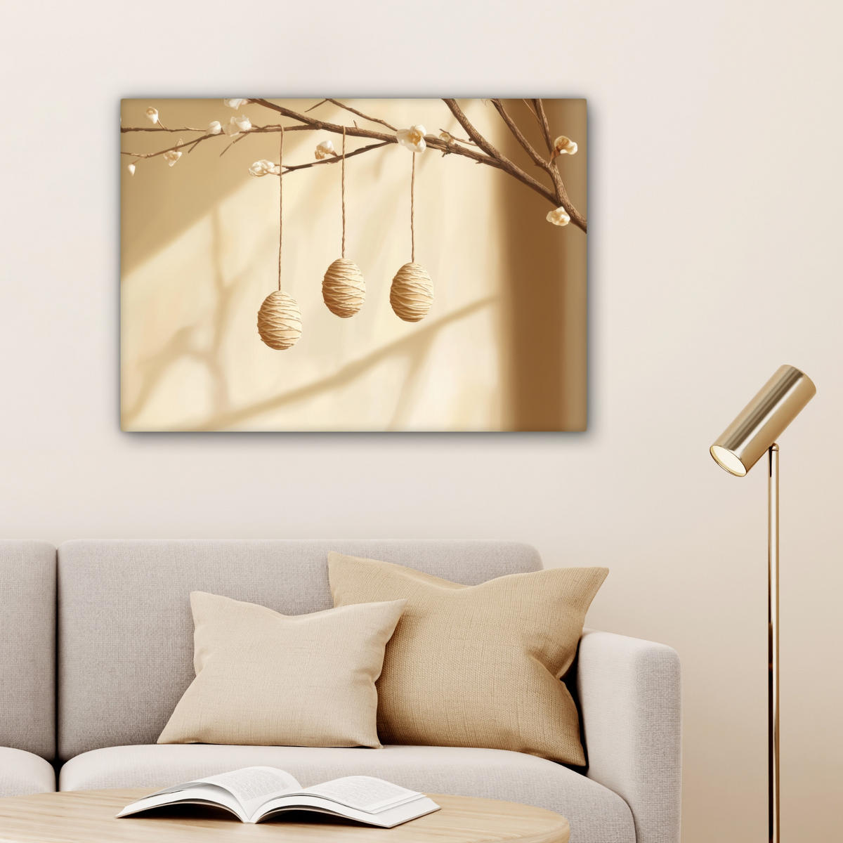 LEINWANDBILD Beige - Osterkuchen - Eier Wandbilder 80x60 cm - Beige, Textil (80/60cm) - MuchoWow