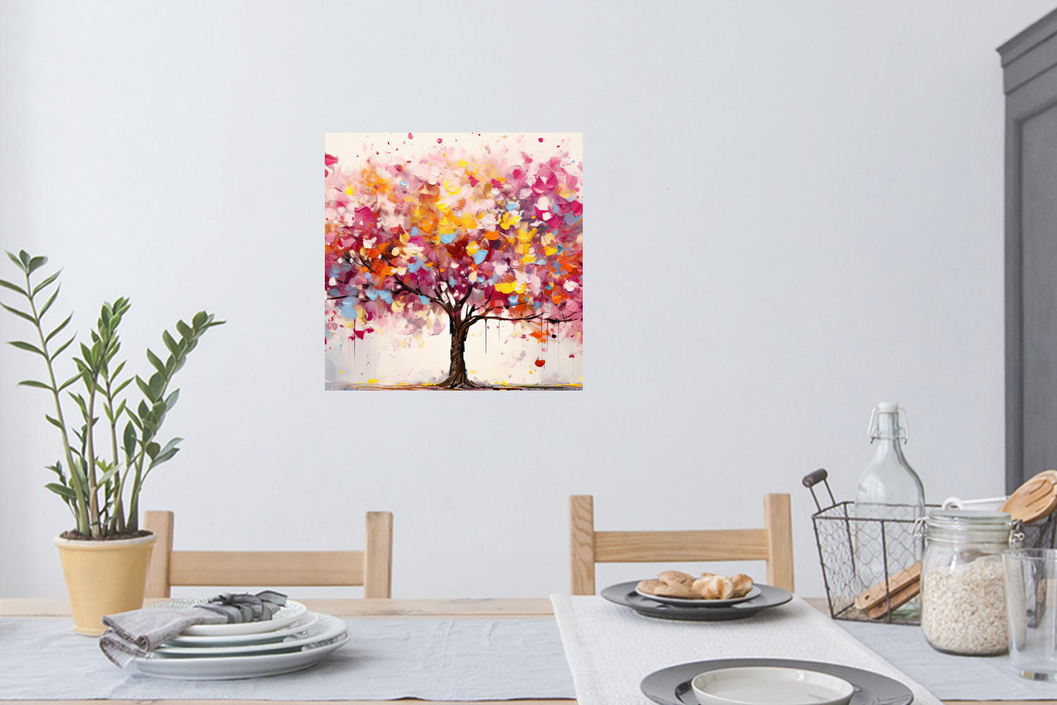 WANDTATTOO Aquarell - Baum - Kunst - Abstrakt 50x50 cm - Multicolor, Kunststoff (50/50/0.1cm) - MuchoWow