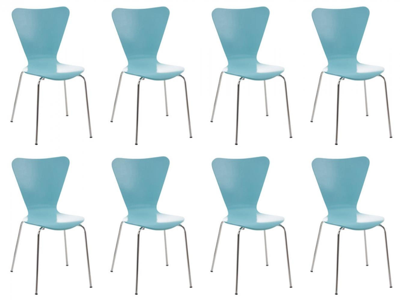 BESUCHERSTUHL 8er Set Holz hellblau - Hellblau, Holz/Metall (45/85/49cm) - CLP