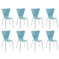 BESUCHERSTUHL 8er Set Holz hellblau - Hellblau, Holz/Metall (45/85/49cm) - CLP