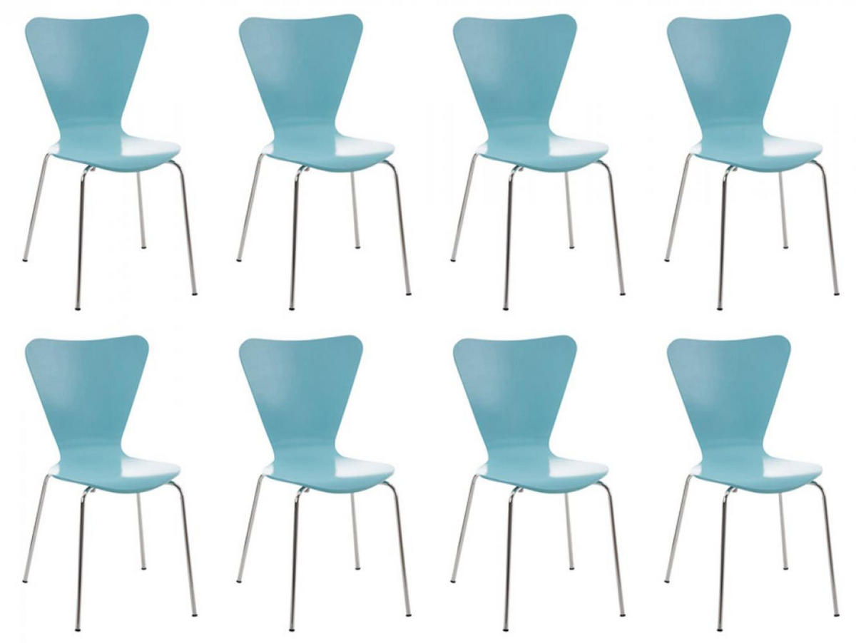 BESUCHERSTUHL 8er Set Holz hellblau - Hellblau, Holz/Metall (45/85/49cm) - CLP