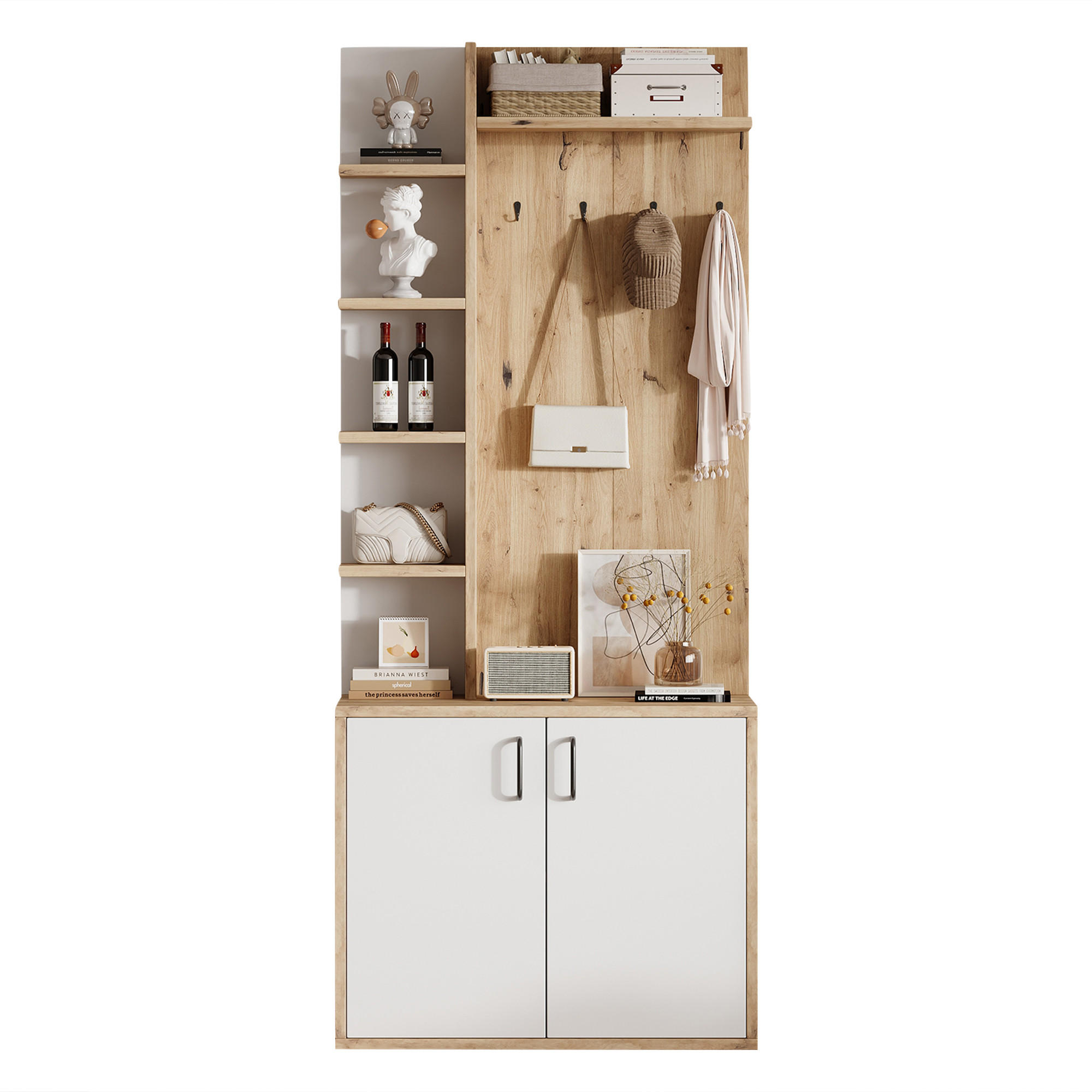 CUIER HOL 75x33x180cm Cu Pantofar Alb Natur