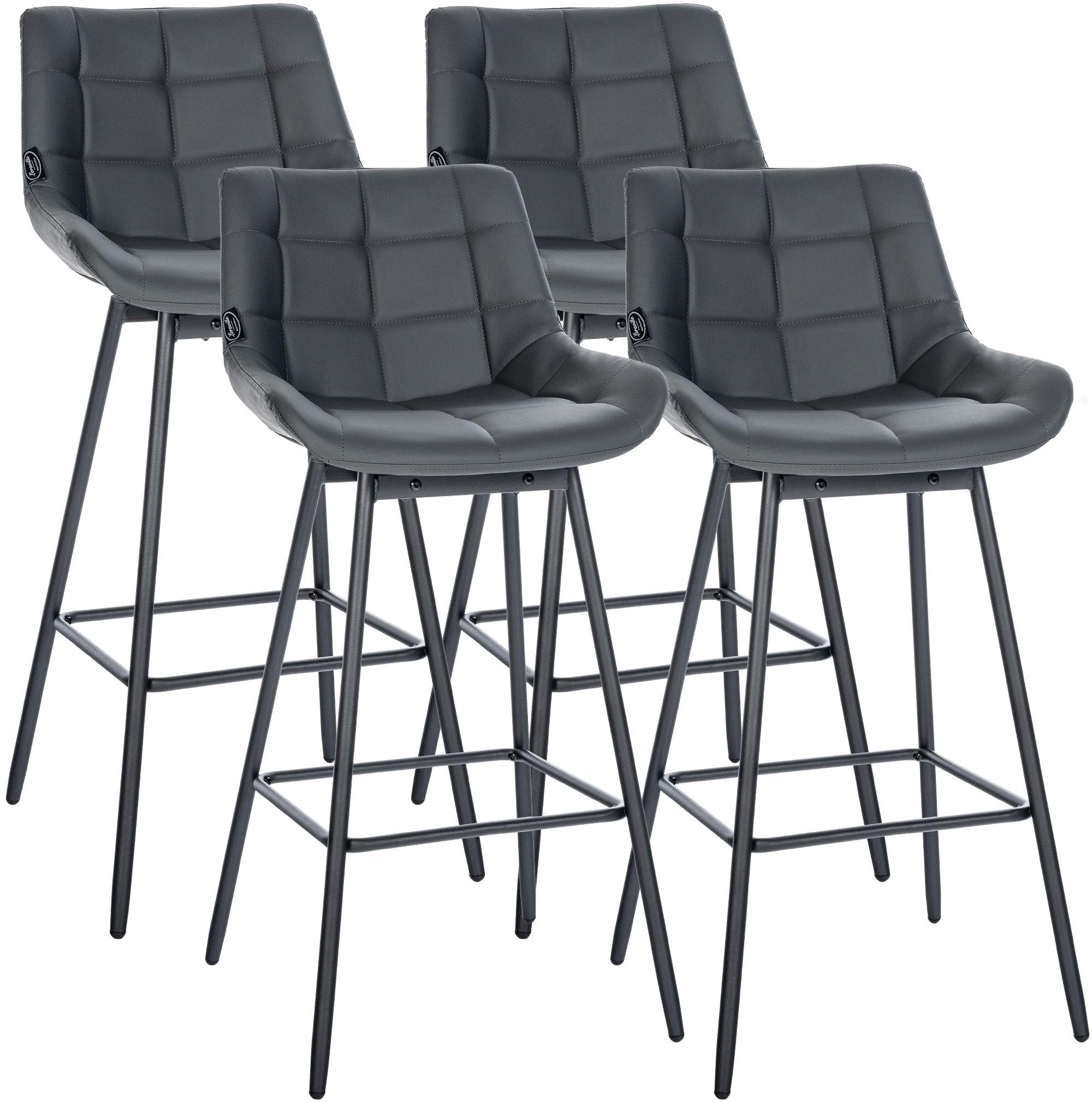 BARHOCKER 4 Lederlook Grau - Schwarz/Grau, Textil/Metall (49/105/56cm) - CLP