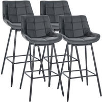 BARHOCKER 4 Lederlook Grau - Schwarz/Grau, Textil/Metall (49/105/56cm) - CLP