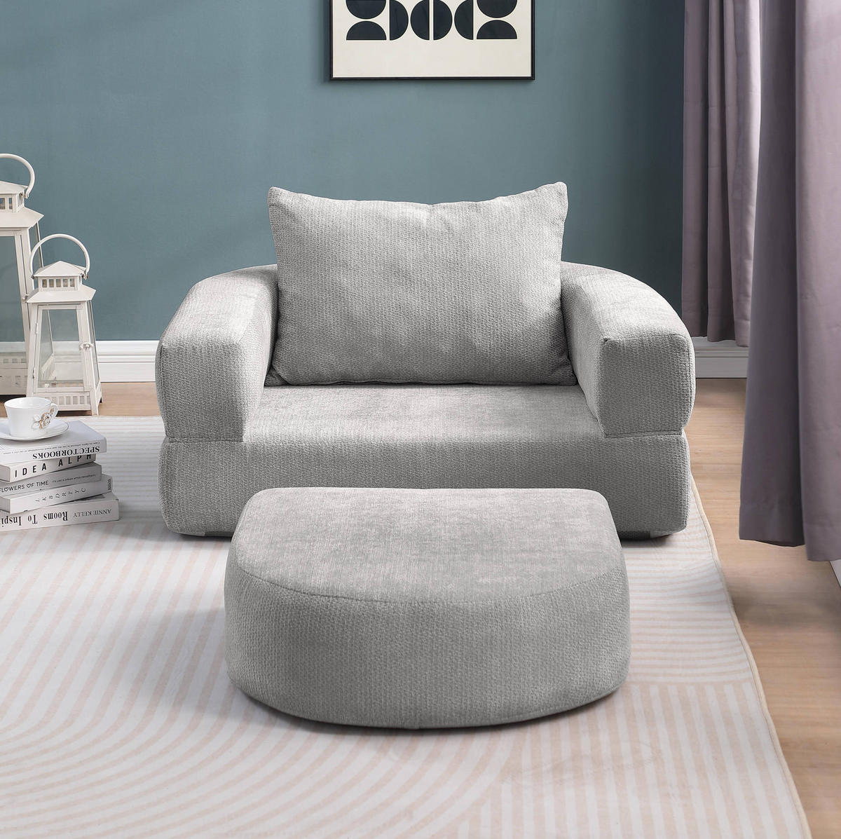 SOFA in Hellgrau aus Chenille mit weichem Komfort - Hellgrau, Textil (90/41/101cm) - Flora Grace