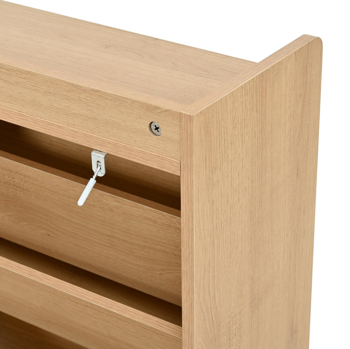 SCHUHSCHRANK aus MDF 105x24x90cm in Natur mit 4 Klappfächern - Naturfarben, Holzwerkstoff (105/90/24cm) - Modfu