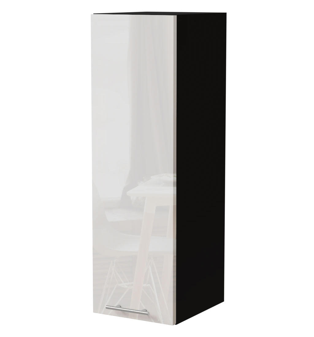 KÜCHENHÄNGESCHRANK W4/30 Essen Weiß Hochglanz / Schwarz Matt 30 / 32,5 / 96cm - Weiß Hochglanz/Schwarz, Holz/Holzwerkstoff (30/96/32.5cm) - Feldmann-Wohnen