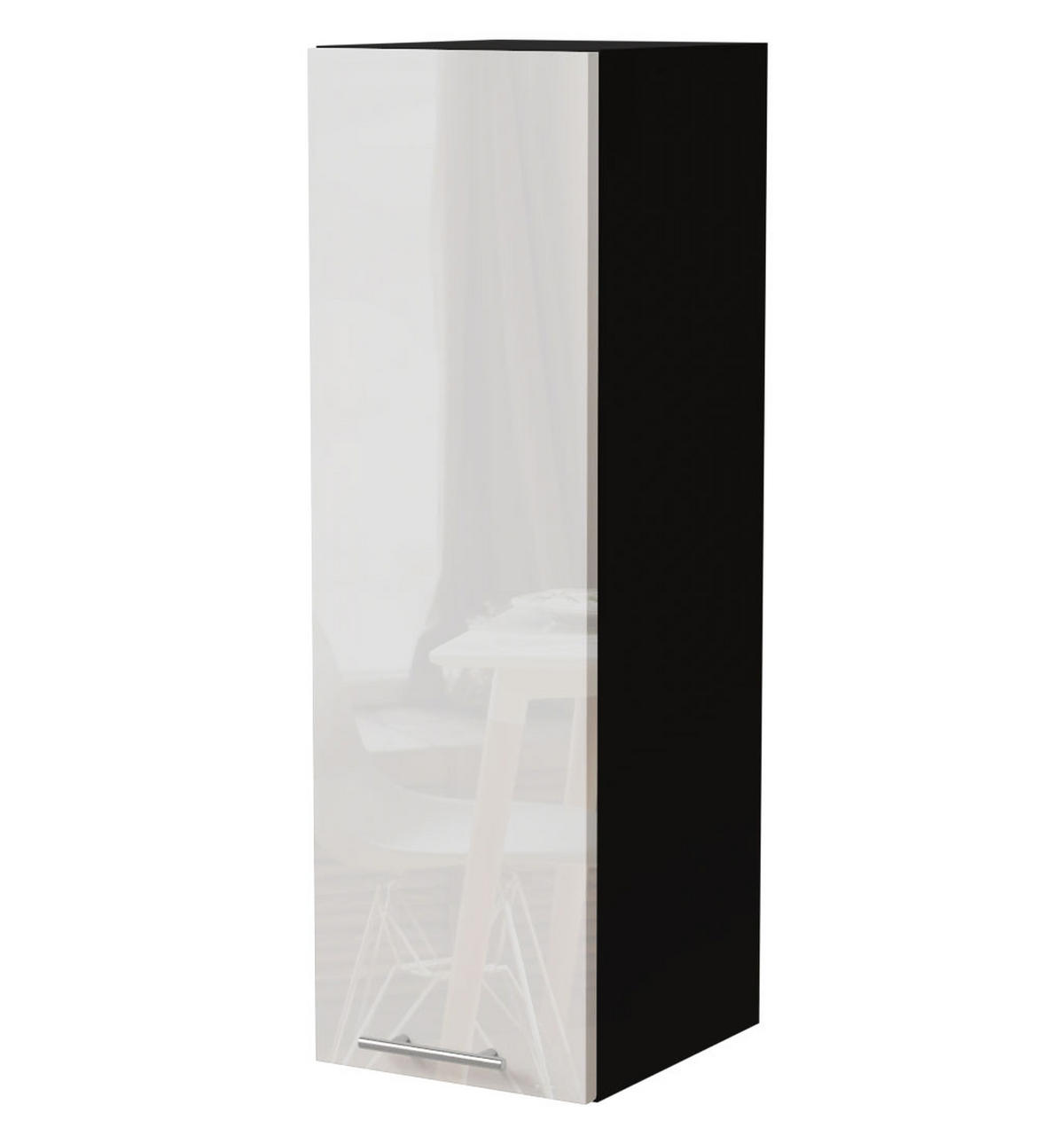 KÜCHENHÄNGESCHRANK W4/30 Essen Weiß Hochglanz / Schwarz Matt 30 / 32,5 / 96cm - Weiß Hochglanz/Schwarz, Holz/Holzwerkstoff (30/96/32.5cm) - Feldmann-Wohnen