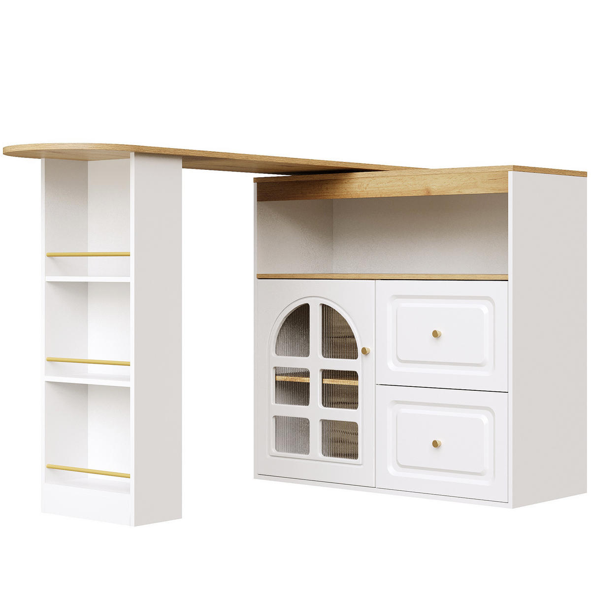 SIDEBOARD drehbar 138-204 x 39 x 104 cm Weiß MDF - Weiß, Holz (39/104/138cm) - Beauniv