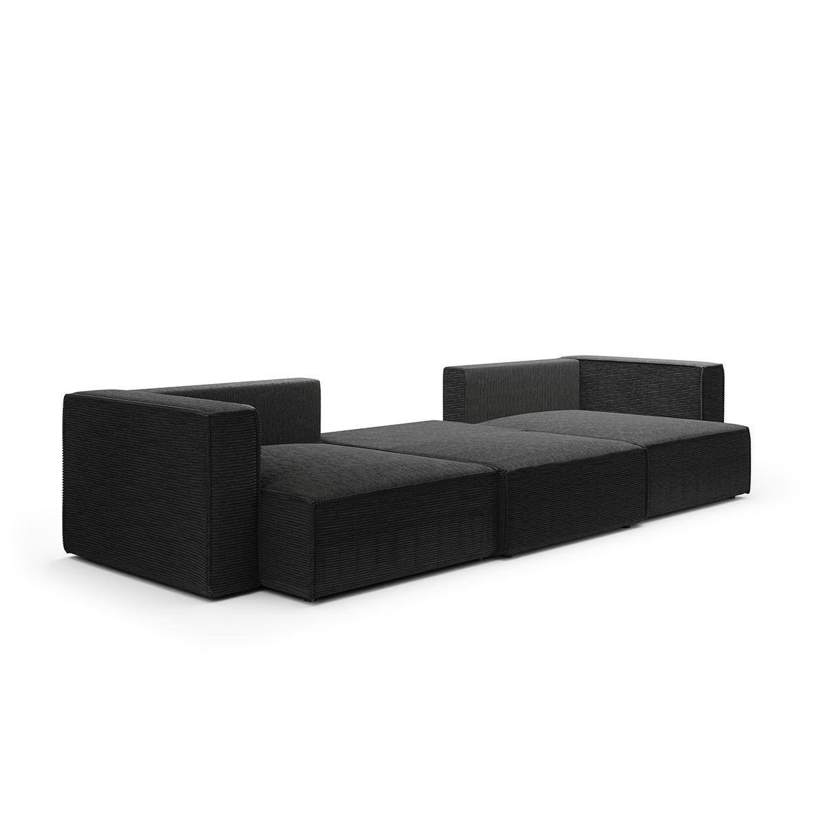PANORAMASOFA Jimmy 5 Sitzplätze Schwarz - Schwarz, Holz (348/77/148cm) - Petits-meubles