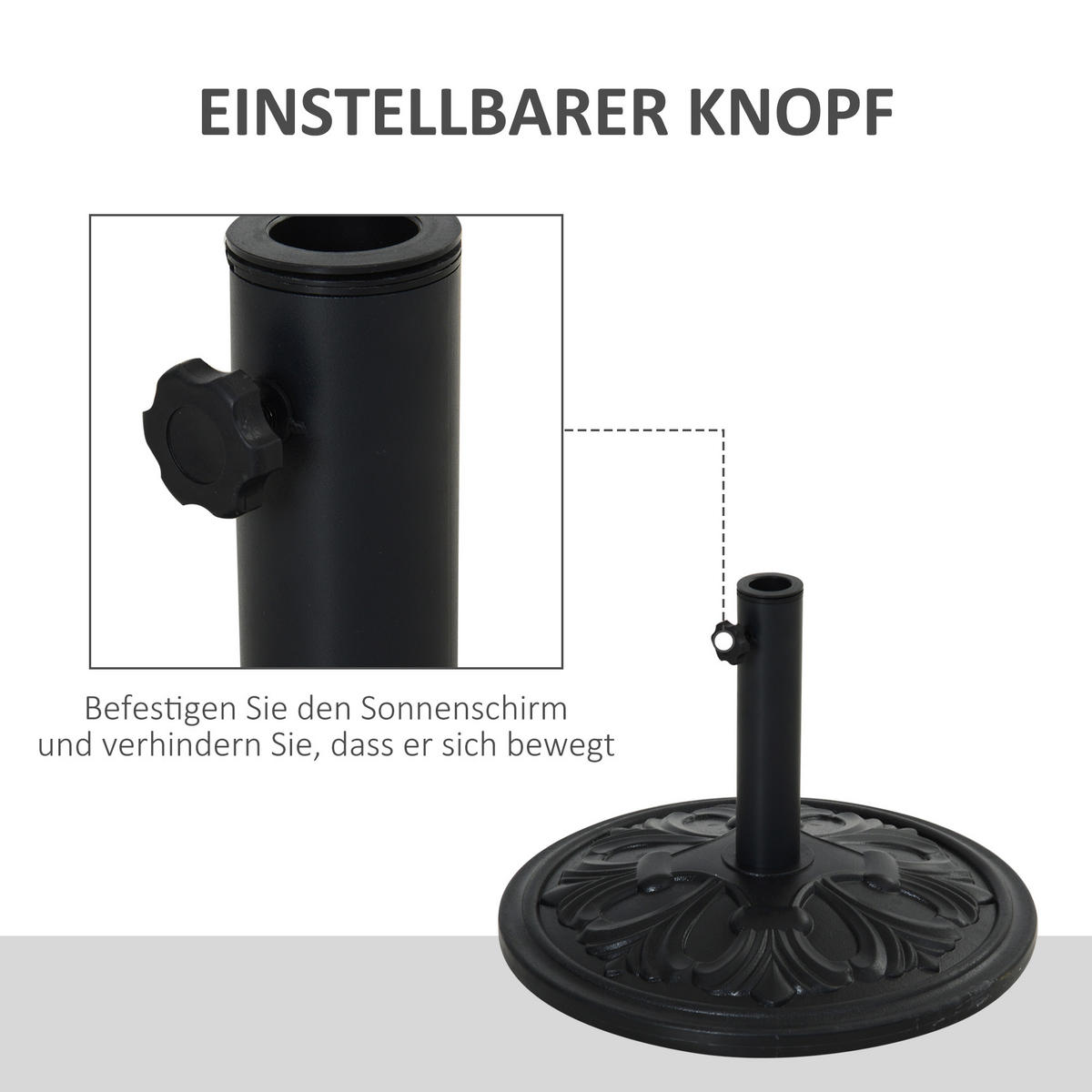 SONNENSCHIRMSTÄNDER 13 kg Ständer Schirm Ø35/Ø38/Ø48mm Kunststoff + Zement Antik Schwarz Ø48 x 34 cm - Schwarz, Kunststoff (48/48cm) - Outsunny